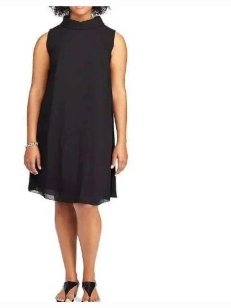 Chaps Party Dress Womens 16w Black A-Line Georgette Sleeveless Formal Cocktail